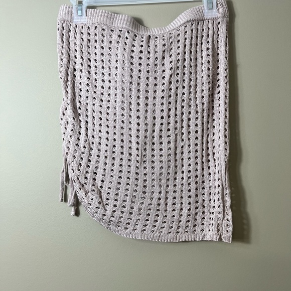 NWT Beige Mauve Knit Crochet Swimsuit Cover-Up Skirt Size Medium Boho Beachwear - Picture 6 of 9